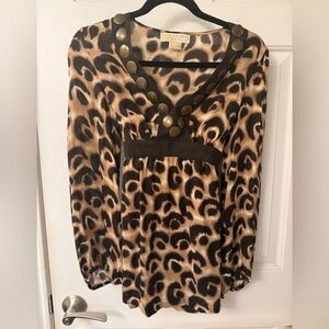 Michael Kors Animal Print V-Neck Shirt